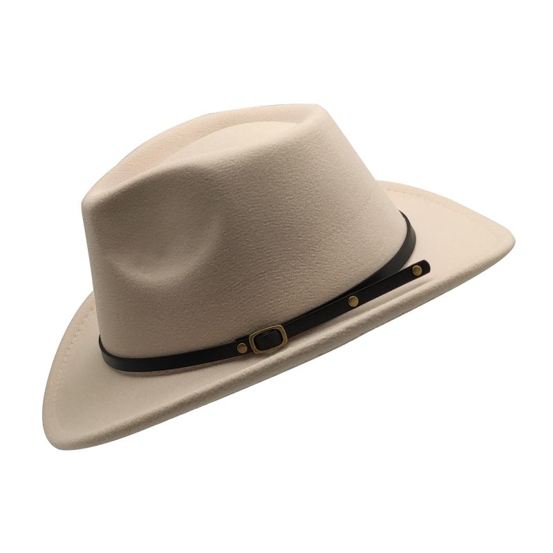 Willheoy Kids Cowboy Hat for Girls Boys Unisex Western Cowgirl Hat with Buckle Belt Wide Brim Fedora Hat Dress Up Costume - Image 2